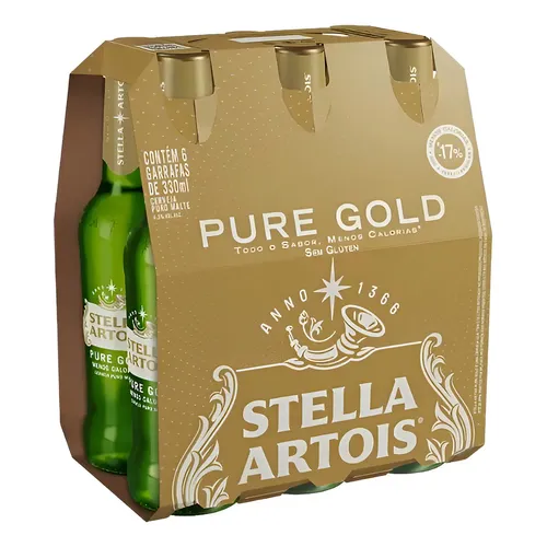 Stella Artois Pure Gold Long Neck 330ml (Caixa com 24)